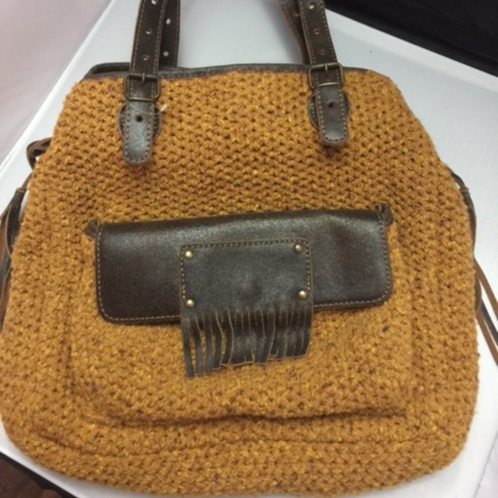 Bonfanti Made in Italy Wool Hobo Purse w/ Leather Trim